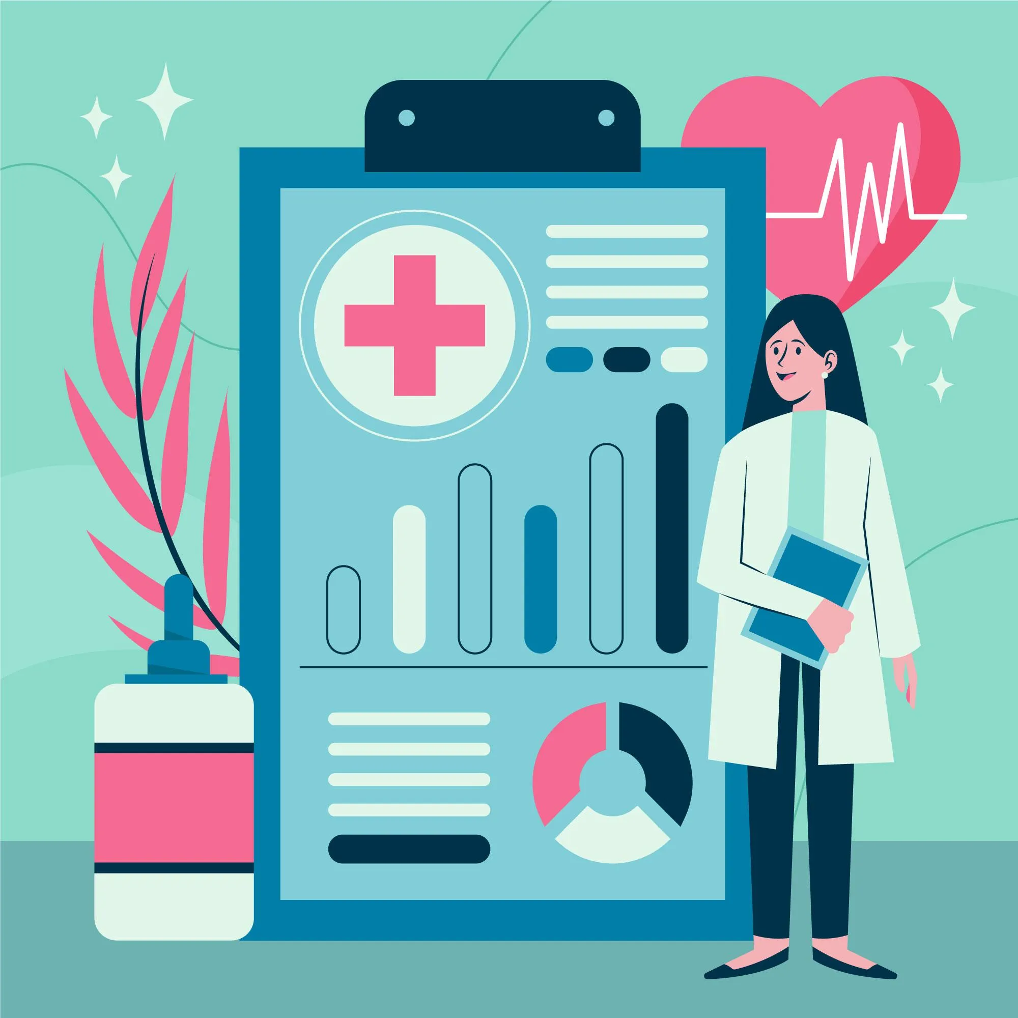 Healthcare professional reviewing a health report for same-day prescription services.