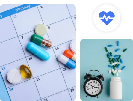 Visual graphic used on the pharmacy website to represent healthcare services aimed at improving medication accessibility and patient support