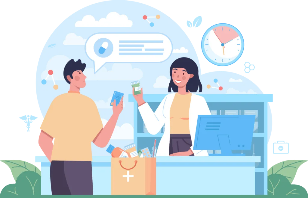 Visual illustrating the pharmacy’s commitment to timely prescription services and efficient patient care